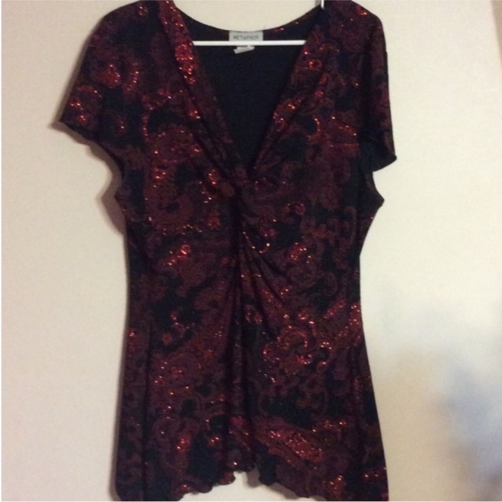 METAPHOR Black And Red Twist Knot Blouse
With BLING SIZE XL - Picture 2 of 14
